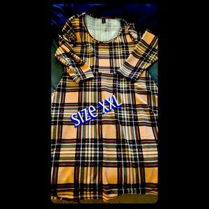 SHEIN XXL Beige Plaid long sleeved dress